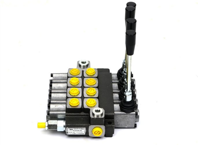 Rozdzielacz hydrauliczny 4-sekcyjny max przepływ 40L (4-sekcje z zatrzaskiem) Waryński