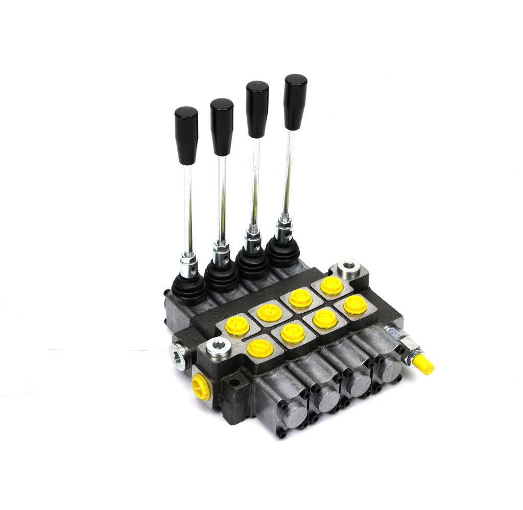 Rozdzielacz hydrauliczny 4-sekcyjny max przepływ 40L (4-sekcje z zatrzaskiem) Waryński