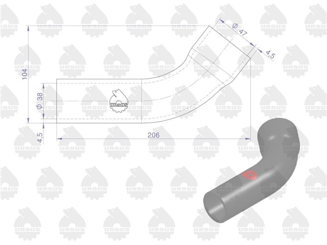Przewód gumowy górny chłodnicy zbrojony płótnem C-385 ORYGINAŁ URSUS