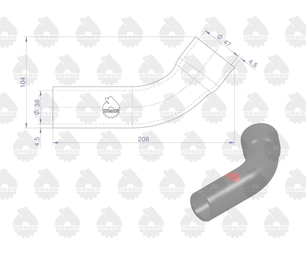 Przewód gumowy górny chłodnicy zbrojony płótnem C-385 ORYGINAŁ URSUS