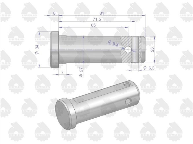 Sworzeń (frezowany) przegubu dźwigni dolnej 80450205 C-385 ORYGINAŁ URSUS