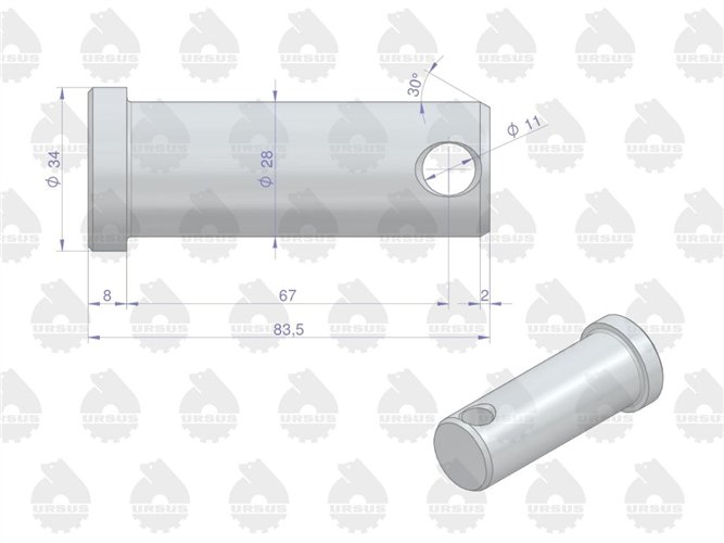 Sworzeń mocowania jarzma 80453072 C-385 ORYGINAŁ URSUS