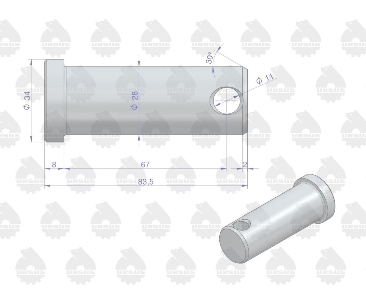 Sworzeń mocowania jarzma 80453072 C-385 ORYGINAŁ URSUS