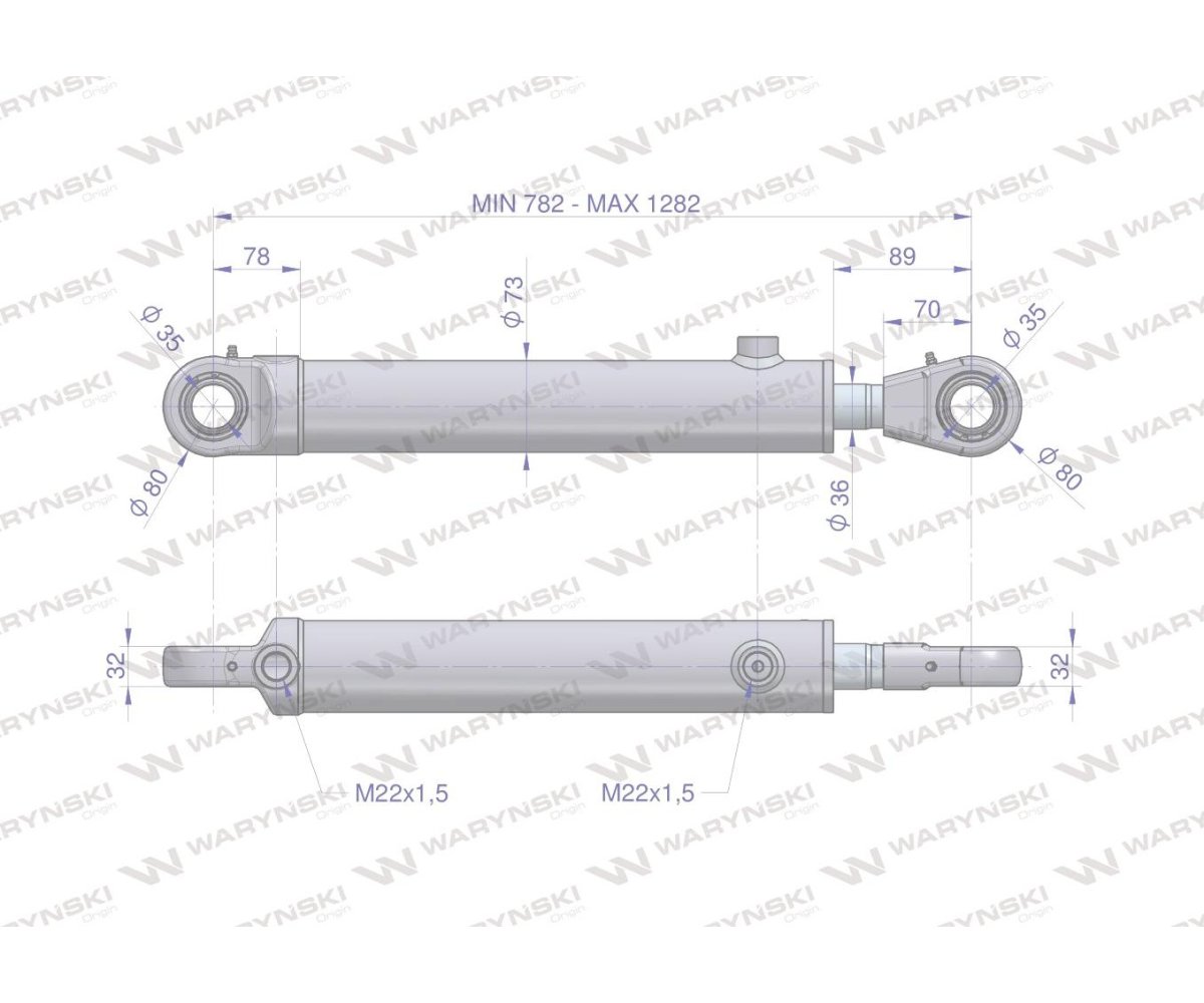 Cylinder hydrauliczny - siłownik dwustronny CJ2F-63/36/500Z do Ładowacz TUR Waryński