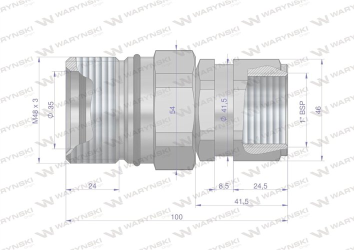 Szybkozłącze hydrauliczne skręcane gniazdo G1"BSP gwint wewnętrzny 250bar Waryński