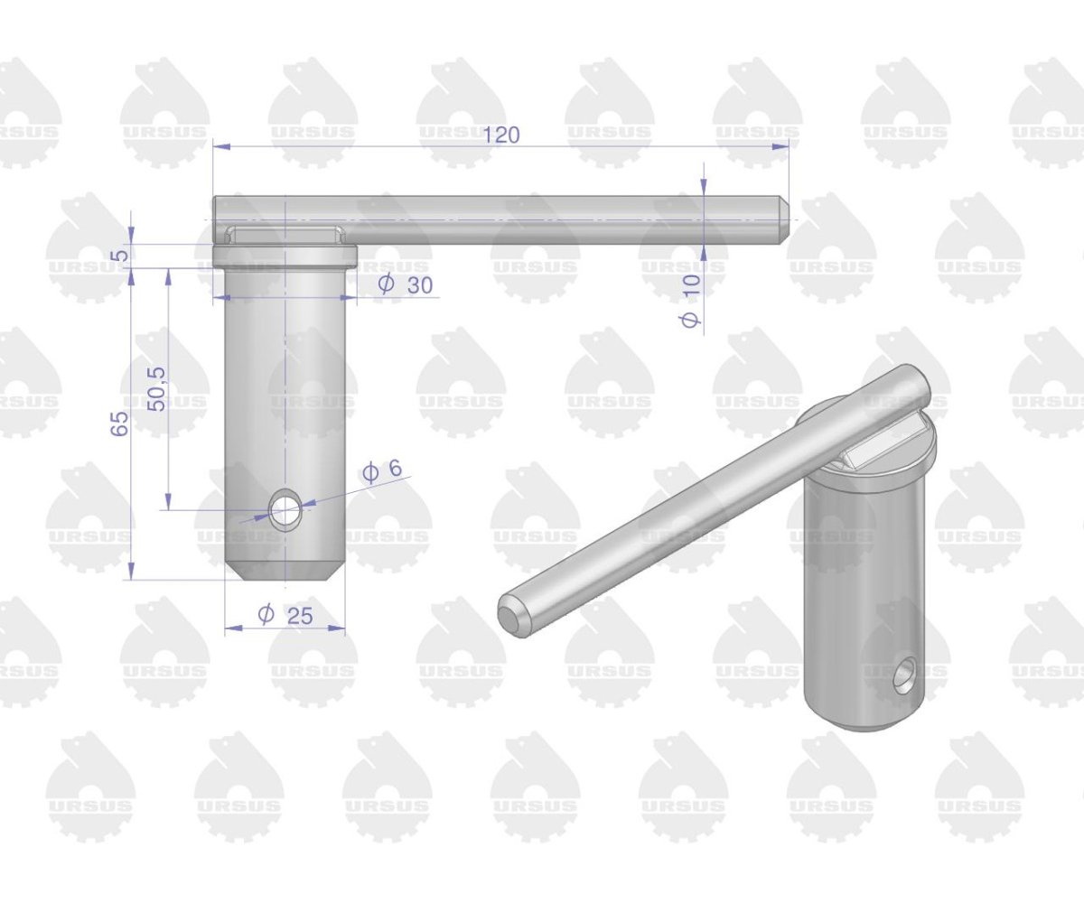 Sworzeń zaczepu górnego C-385 ORYGINAŁ URSUS
