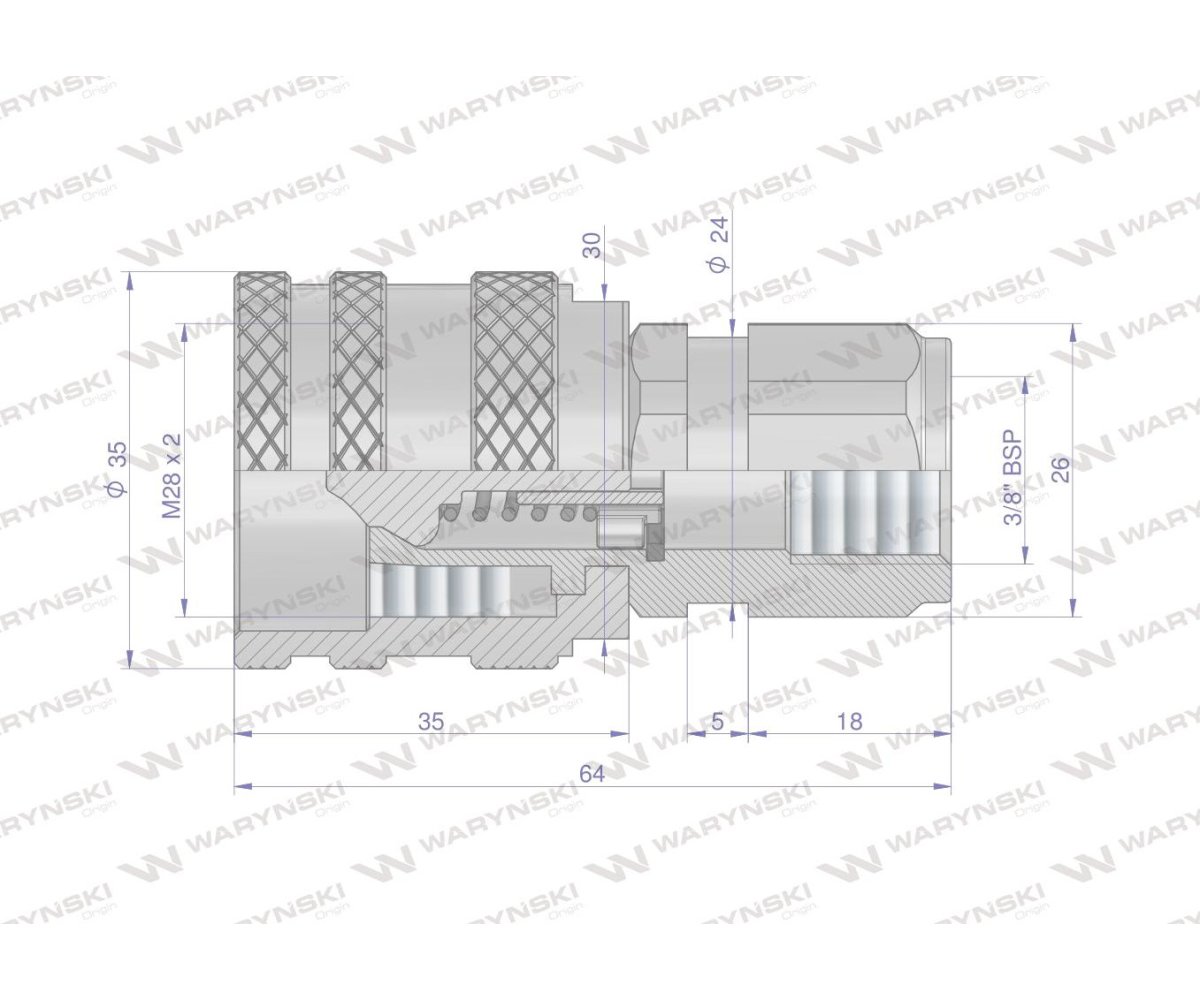 Szybkozłącze hydrauliczne skręcane wtyczka G3/8"BSP gwint wewnętrzny 300bar Waryński