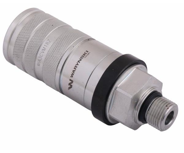 Szybkozłącze hydrauliczne zrywalne seria WIA3CV (3CFPV) 68 l/min gniazdo M18x1.5 gwint zewnętrzny EURO PUSH-PULL (ISO 7241-A) Wa