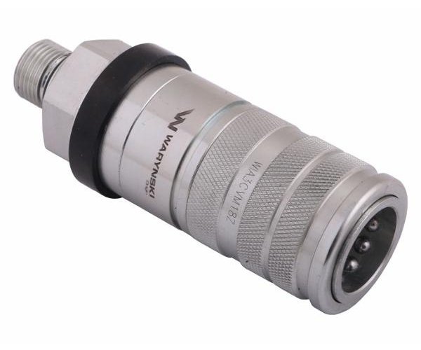 Szybkozłącze hydrauliczne zrywalne seria WIA3CV (3CFPV) 68 l/min gniazdo M18x1.5 gwint zewnętrzny EURO PUSH-PULL (ISO 7241-A) Wa