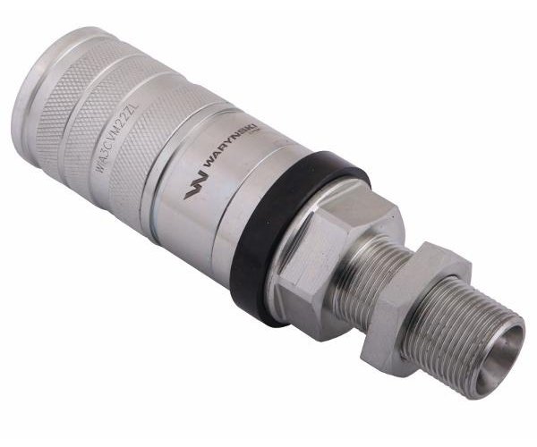 Szybkozłącze hydrauliczne zrywalne seria WIA3CV (3CFPV) 68 l/min gniazdo long M22x1.5 gwint zewnętrzny EURO PUSH-PULL (ISO 7241-