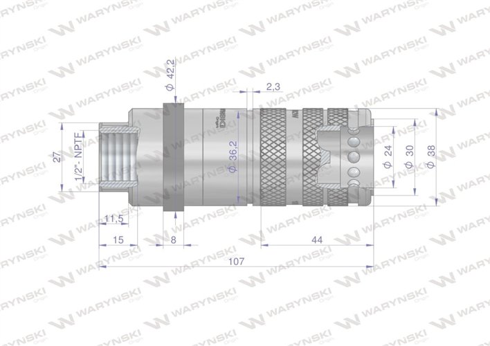 Szybkozłącze hydrauliczne zrywalne seria WIA3CV (3CFPV) 68 l/min gniazdo 1/2" NPTF gwint wewnętrzny EURO PUSH-PULL (ISO 7241-A)
