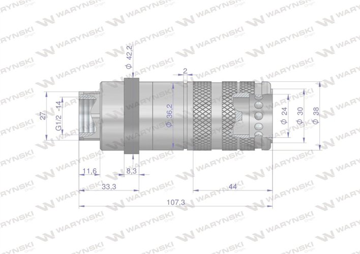 Szybkozłącze hydrauliczne zrywalne seria WIA3CV (3CFPV) 68 l/min gniazdo G1/2"BSP gwint wewnętrzny EURO PUSH-PULL (ISO 7241-A) W