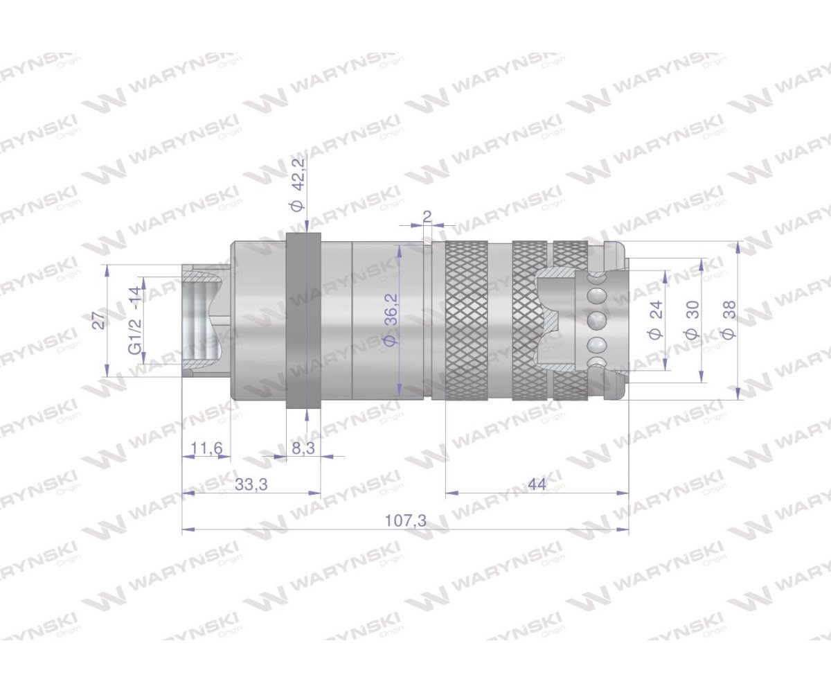 Szybkozłącze hydrauliczne zrywalne seria WIA3CV (3CFPV) 68 l/min gniazdo G1/2"BSP gwint wewnętrzny EURO PUSH-PULL (ISO 7241-A) W
