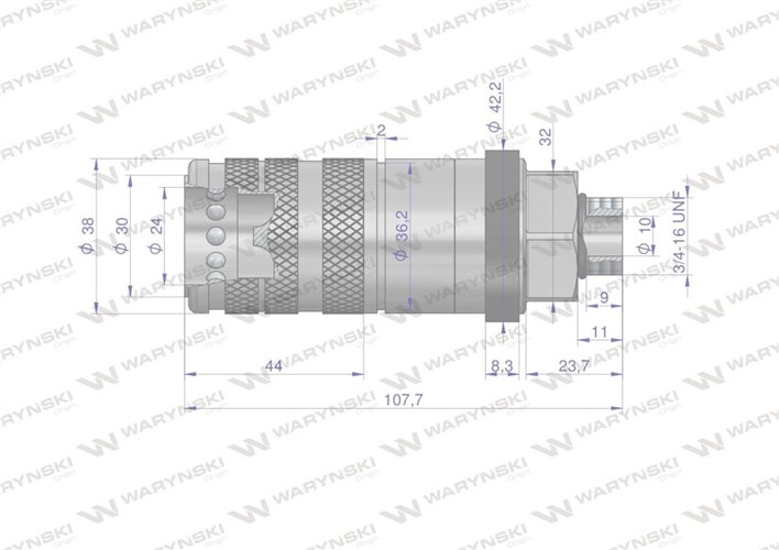 Szybkozłącze hydrauliczne zrywalne seria WIA3CV (3CFPV) 68 l/min gniazdo G3/4"UNF gwint zewnętrzny EURO PUSH-PULL (ISO 7241-A) W