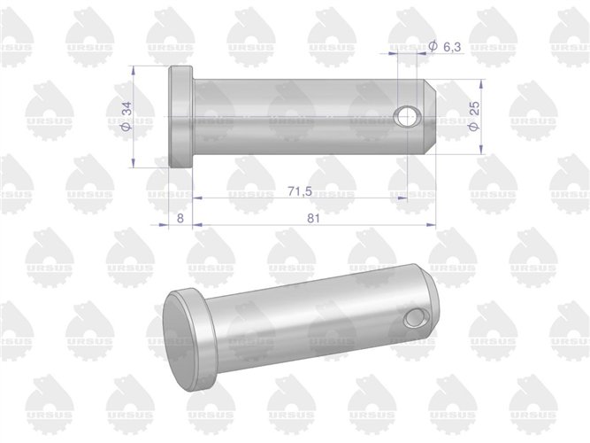 Sworzeń przegubu dźwigni dolnej 80450096 88450083 C-385 ORYGINAŁ URSUS
