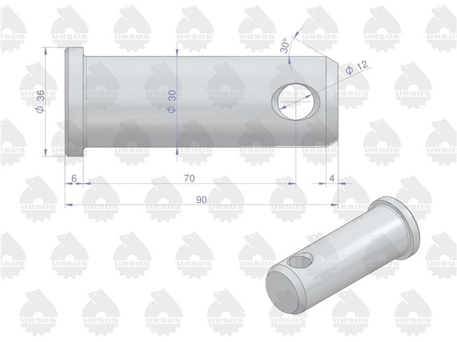 Sworzeń mocowania wspornika haka dolnego C-385 ORYGINAŁ URSUS