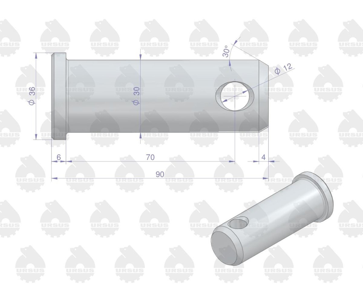 Sworzeń mocowania wspornika haka dolnego C-385 ORYGINAŁ URSUS
