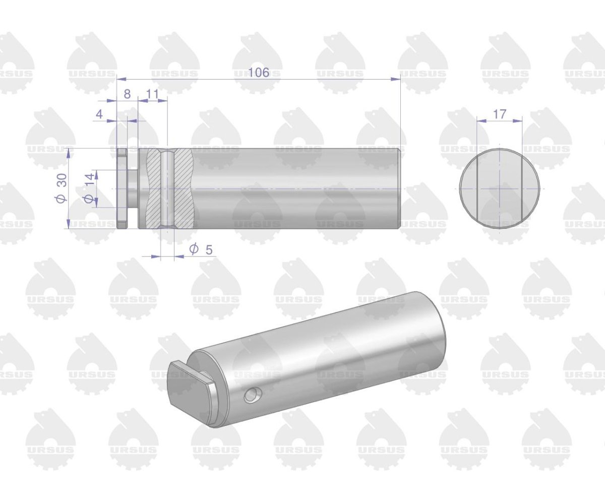 Sworzeń wspornika zaczepu dolnego C-385 ORYGINAŁ URSUS