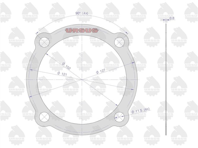Uszczelka pokrywy łożyska WOM krążelit 0.8mm C-385 ( sprzedawane po 10 ) ORYGINAŁ URSUS