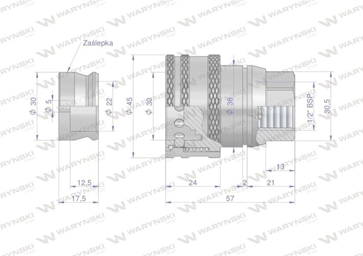 Szybkozłącze hamulcowe gniazdo G1/2"BSP gwint wewnętrzny Waryński