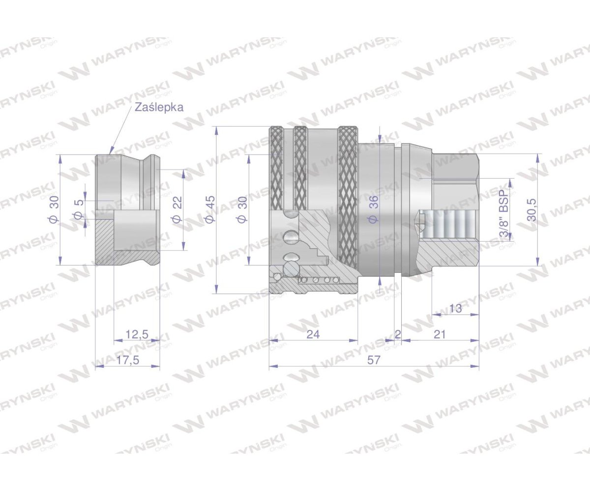 Szybkozłącze hamulcowe gniazdo G3/8"BSP gwint wewnętrzny Waryński