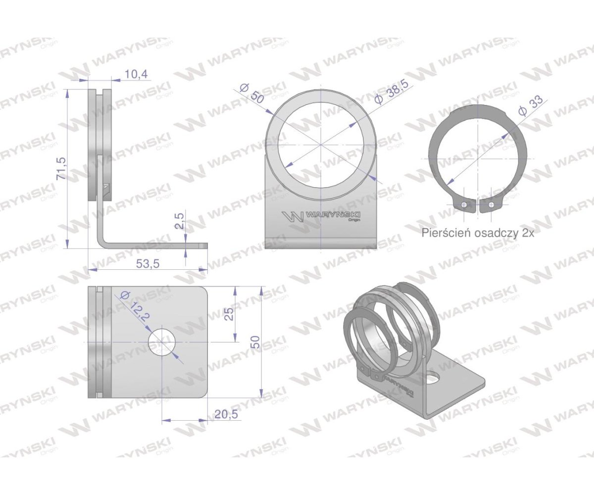 Uchwyt pojedynczy z pierścieniami segera dla szybkozłączy EURO Push-Pull Waryński