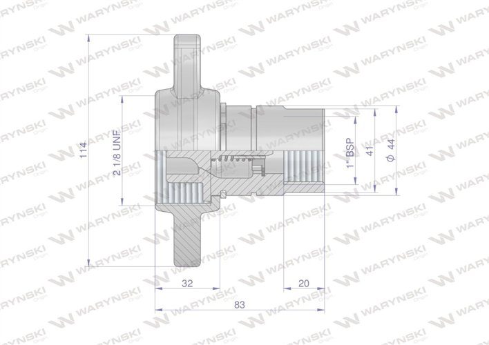 Szybkozłącze hydrauliczne skręcane (motylkowe) wtyczka G1"BSP gwint wewnętrzny 250bar Waryński