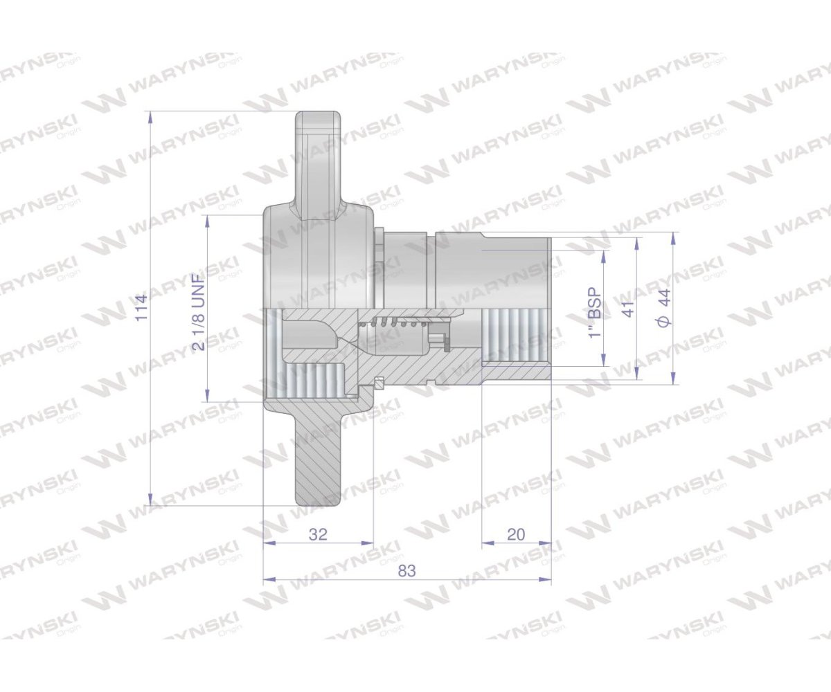 Szybkozłącze hydrauliczne skręcane (motylkowe) wtyczka G1"BSP gwint wewnętrzny 250bar Waryński