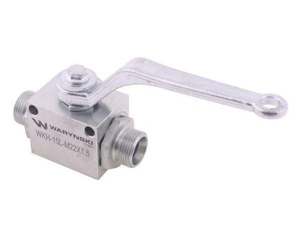 Zawór kulowy hydrauliczny 2-drogowy 2/2 M22x1.5 15L z otworami mocującymi 500 bar Waryński