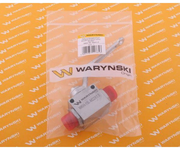 Zawór kulowy hydrauliczny 2-drogowy 2/2 M22x1.5 15L z otworami mocującymi 500 bar Waryński