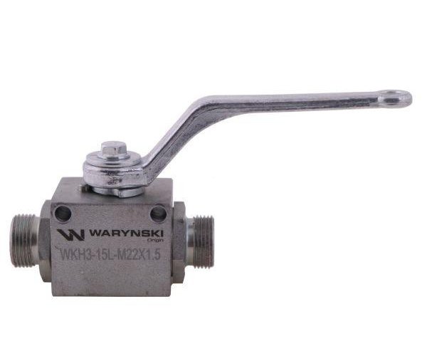 Zawór kulowy hydrauliczny 3-drogowy 3/2 M22x1.5 15L z otworami mocującymi 500 bar Waryński