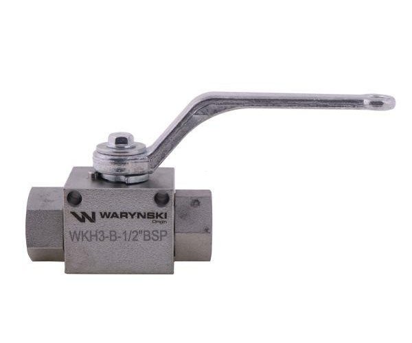 Zawór kulowy hydrauliczny 3-drogowy 3/2 - 1/2"BSP z otworami mocującymi 500 bar Waryński