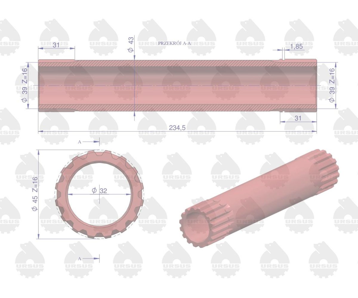 Wałek sprzęgła stary typ C-385 ORYGINAŁ URSUS
