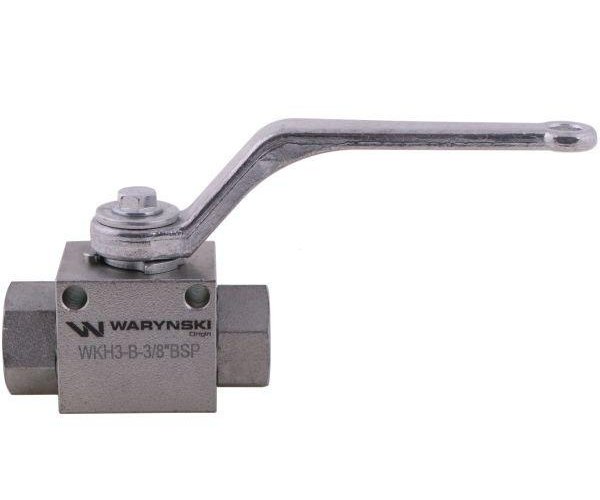 Zawór kulowy hydrauliczny 3-drogowy 3/2 - 3/8"BSP z otworami mocującymi 500 bar Waryński