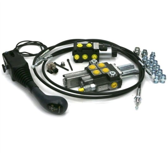 Zestaw 40L do ładowacza czołowego: Rozdzielacz 2-sek.(1 pływająca) + Elektrozawór + Joystick z przyciskiem na kulkę + El.zł.+ Li