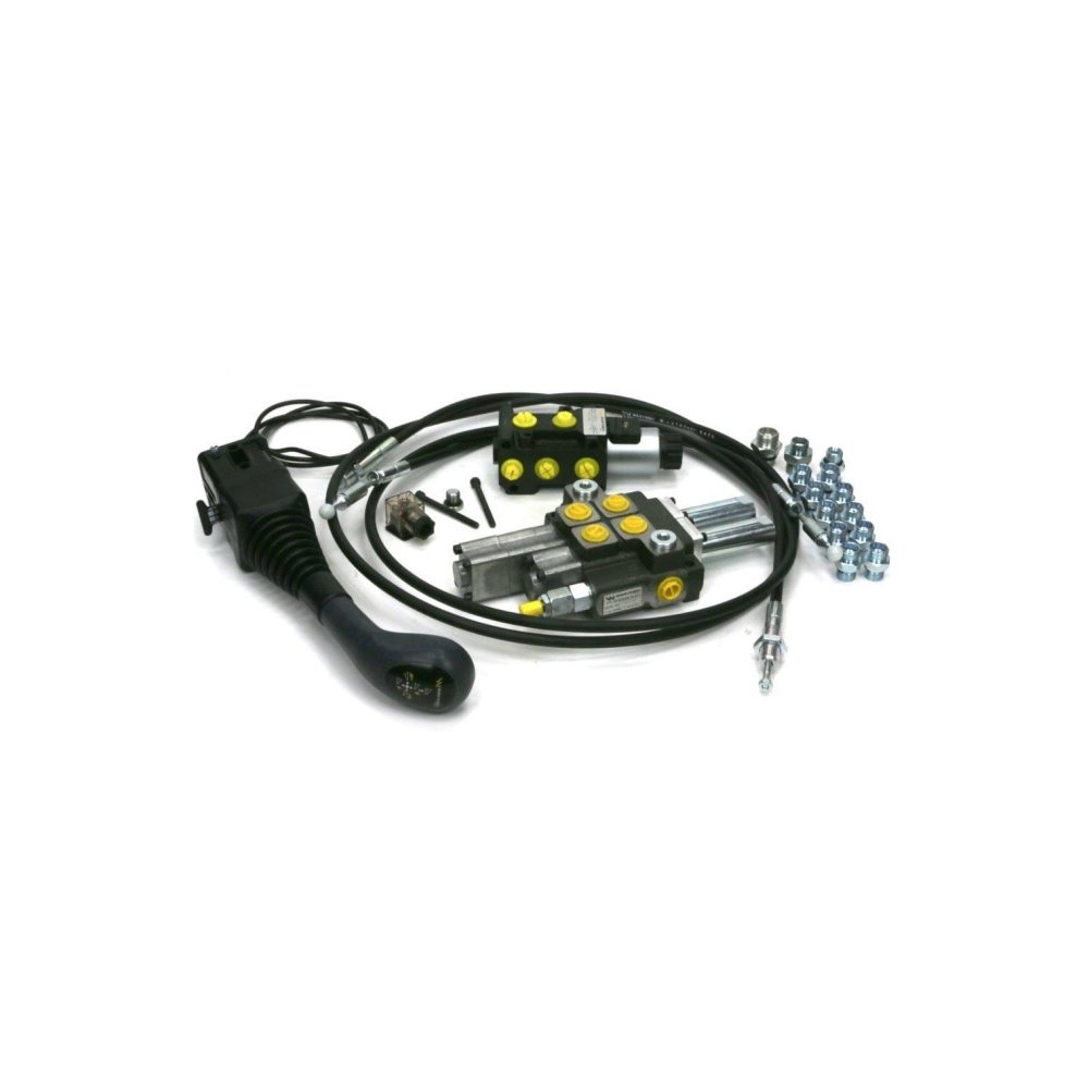 Zestaw 40L do ładowacza czołowego: Rozdzielacz 2-sek.(1 pływająca) + Elektrozawór + Joystick z przyciskiem na kulkę + El.zł.+ Li