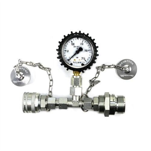 Zestaw pomiarowy ciśnienia hydrauliki z manometrem 250 bar wtyczka i gniazdo skręcane Waryński