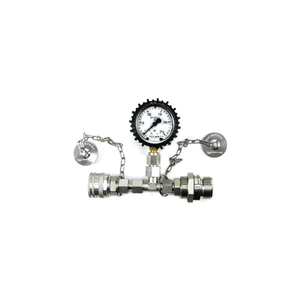 Zestaw pomiarowy ciśnienia hydrauliki z manometrem 250 bar wtyczka i gniazdo skręcane Waryński