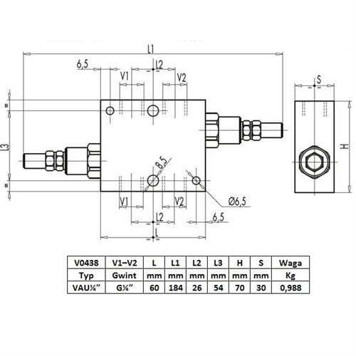 Zawór krzyżowy 1/4" przepustowość 30L