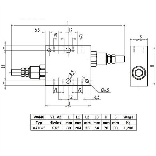Zawór krzyżowy 3/8" przepustowość 45L