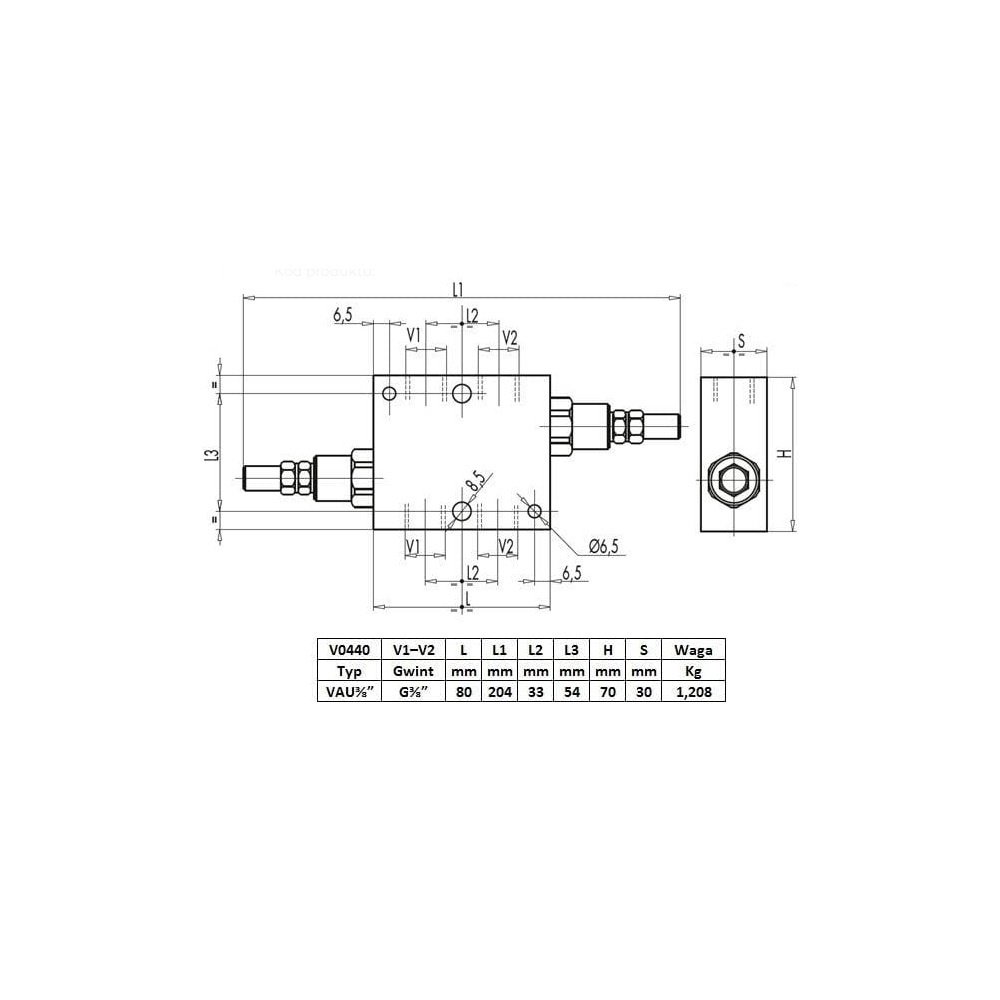 Zawór krzyżowy 3/8" przepustowość 45L