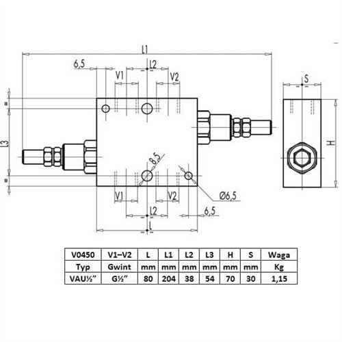 Zawór krzyżowy 1/2" przepustowość 70L