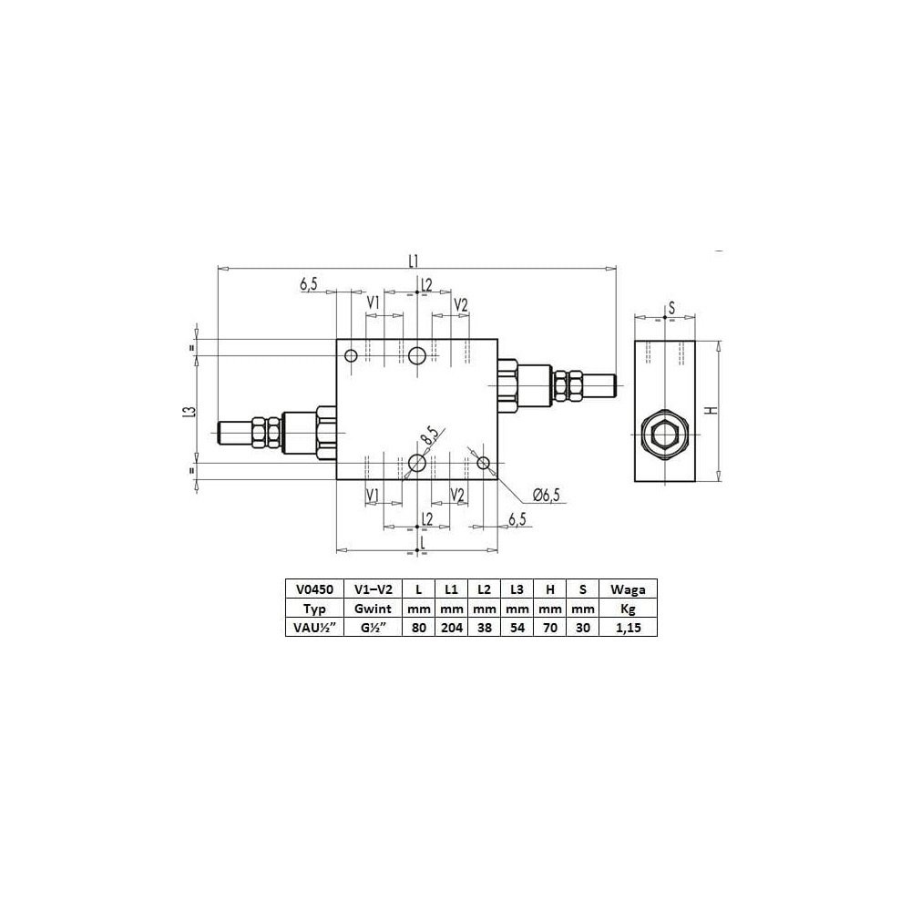 Zawór krzyżowy 1/2" przepustowość 70L