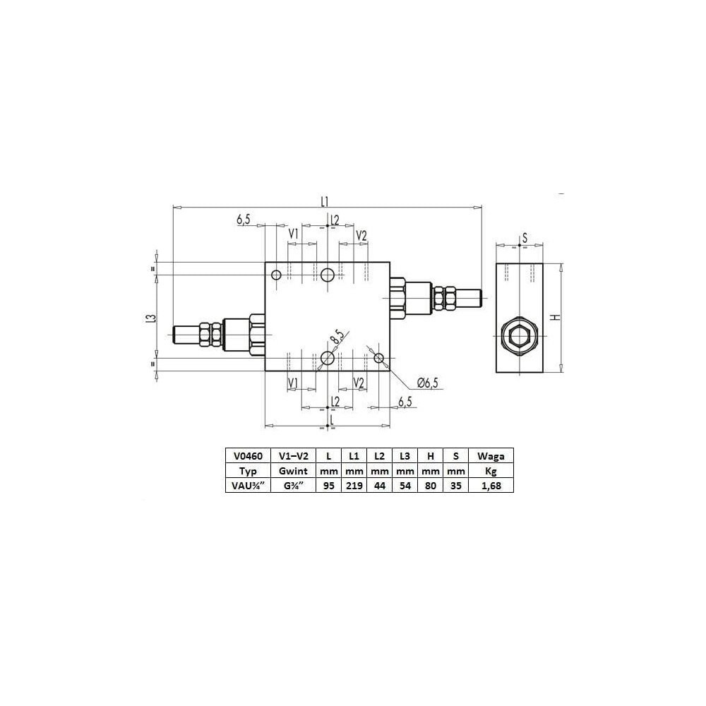 Zawór krzyżowy 3/4" przepustowość 110L