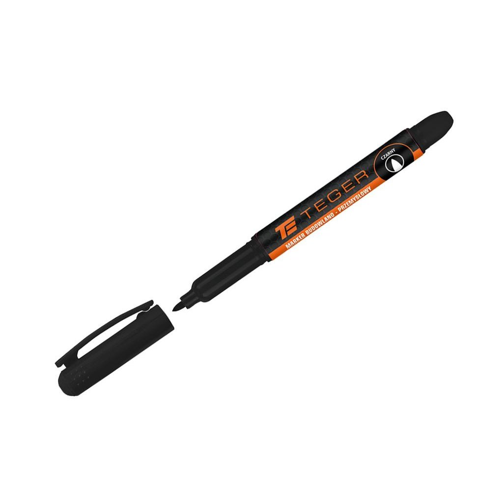 Marker budowlano - przemysłowy - czarny (końcówka okrągła 1.5 mm tusz czarny permanentny wodoodporny ) / TEGER (sprzedawane po 1