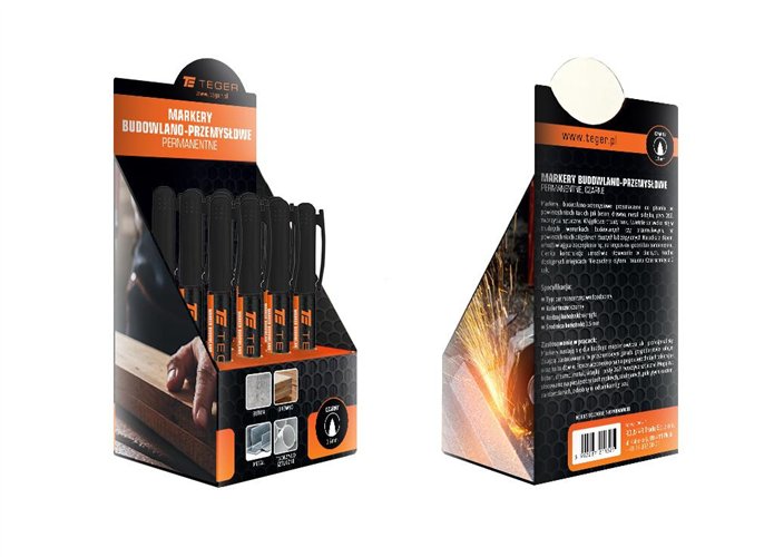 Marker budowlano - przemysłowy - czarny (końcówka okrągła 1.5 mm tusz czarny permanentny wodoodporny ) / TEGER (sprzedawane po 1
