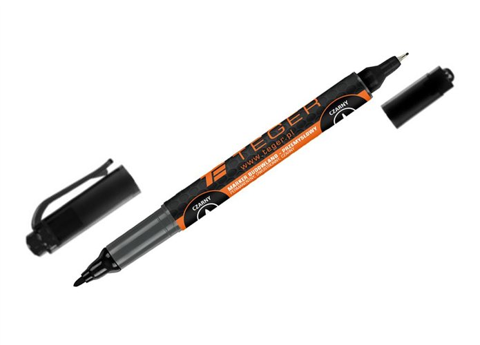 Marker budowlano - przemysłowy - czarny / dwustronny (końcówka 0.5/1.0 mm tusz czarny permanentny wodoodporny ) / TEGER (sprzeda