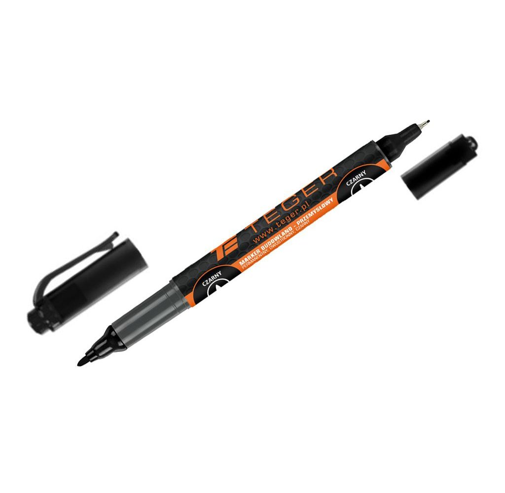 Marker budowlano - przemysłowy - czarny / dwustronny (końcówka 0.5/1.0 mm tusz czarny permanentny wodoodporny ) / TEGER (sprzeda