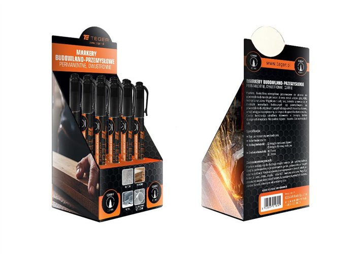 Marker budowlano - przemysłowy - czarny / dwustronny (końcówka 0.5/1.0 mm tusz czarny permanentny wodoodporny ) / TEGER (sprzeda