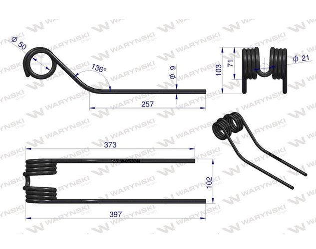 Palec przetrząsaczo-zgrabiarki karuzelow zastosowanie JF-Stoll 44 Waryński